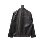  Prada distressed leather jacket with triangle logo on back