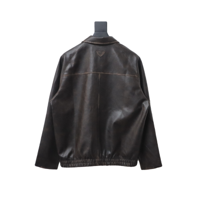  Prada distressed leather jacket with triangle logo on back 02