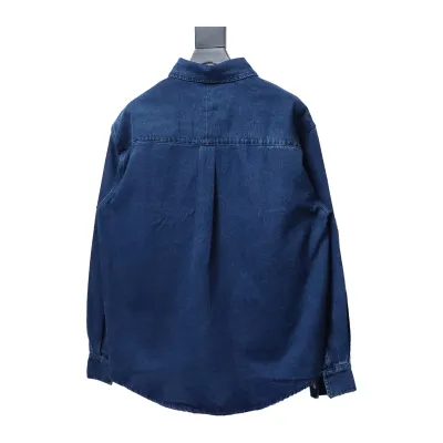  Ralph Lauren chest classic war horse logo pony embroidered lapel Long-Sleeve T-shirt denim shirt casual loose jacket 02