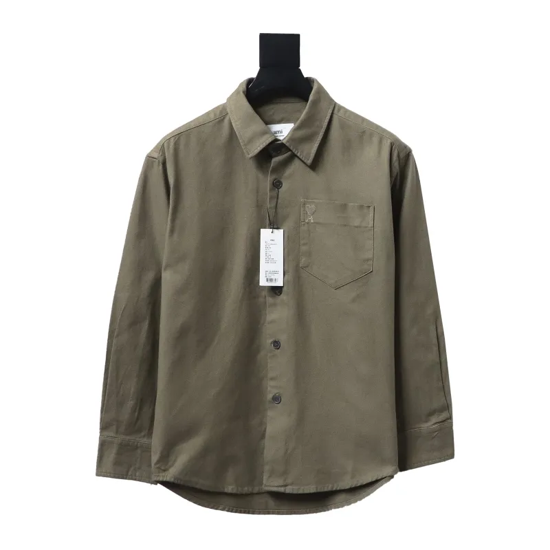 Amiri chest pocket heart solid color Long-Sleeve Shirt 1902