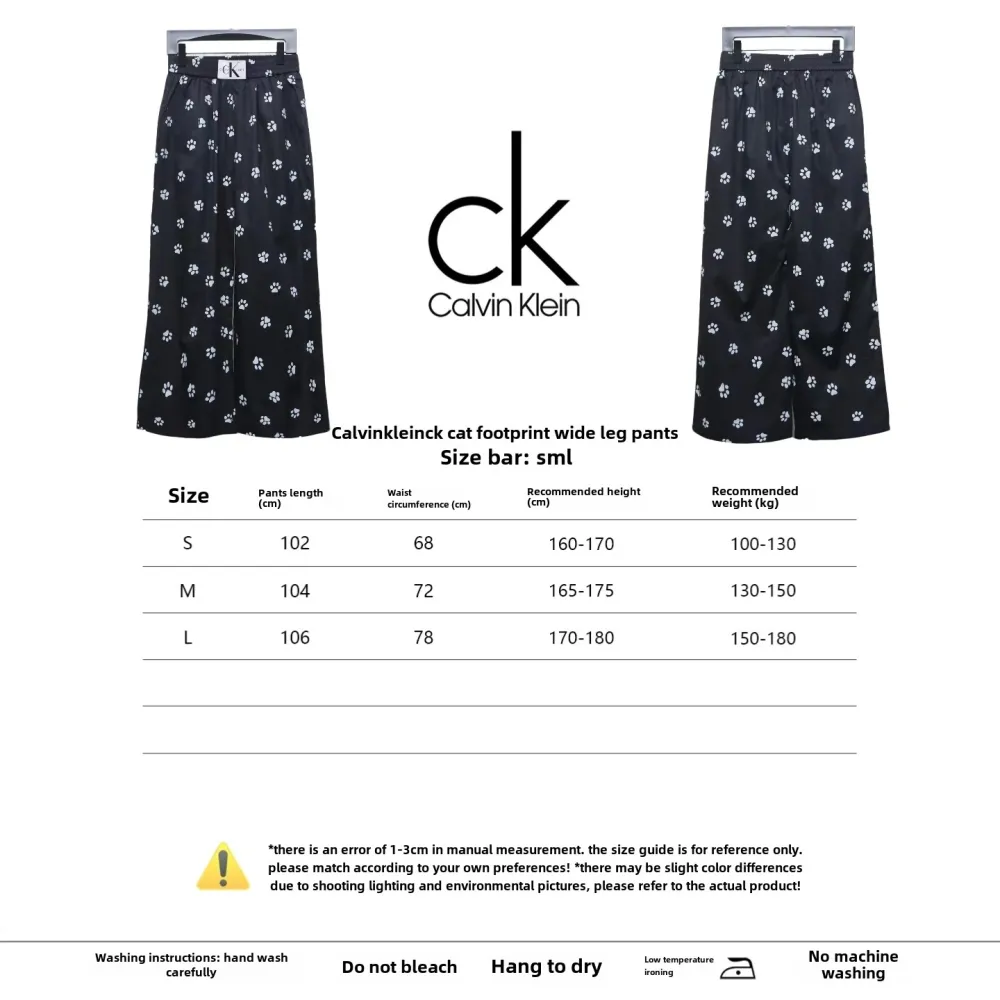  Calvin Klein CK cat's paw print wide-leg trousers 1901 Pants