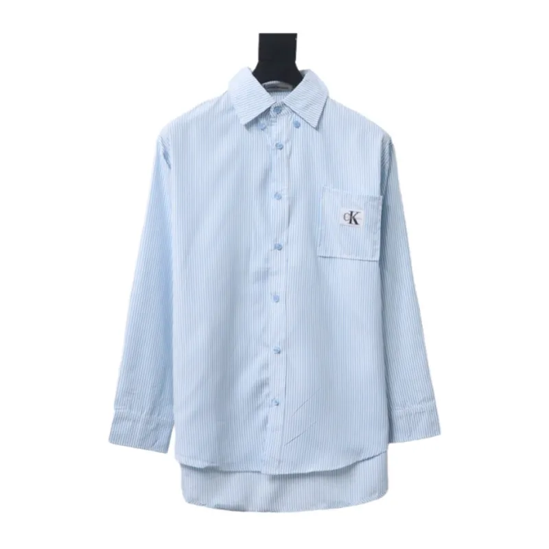  Calvin Klein Jeans ck fabric label pocket casual loose Long-Sleeve Shirt 1901