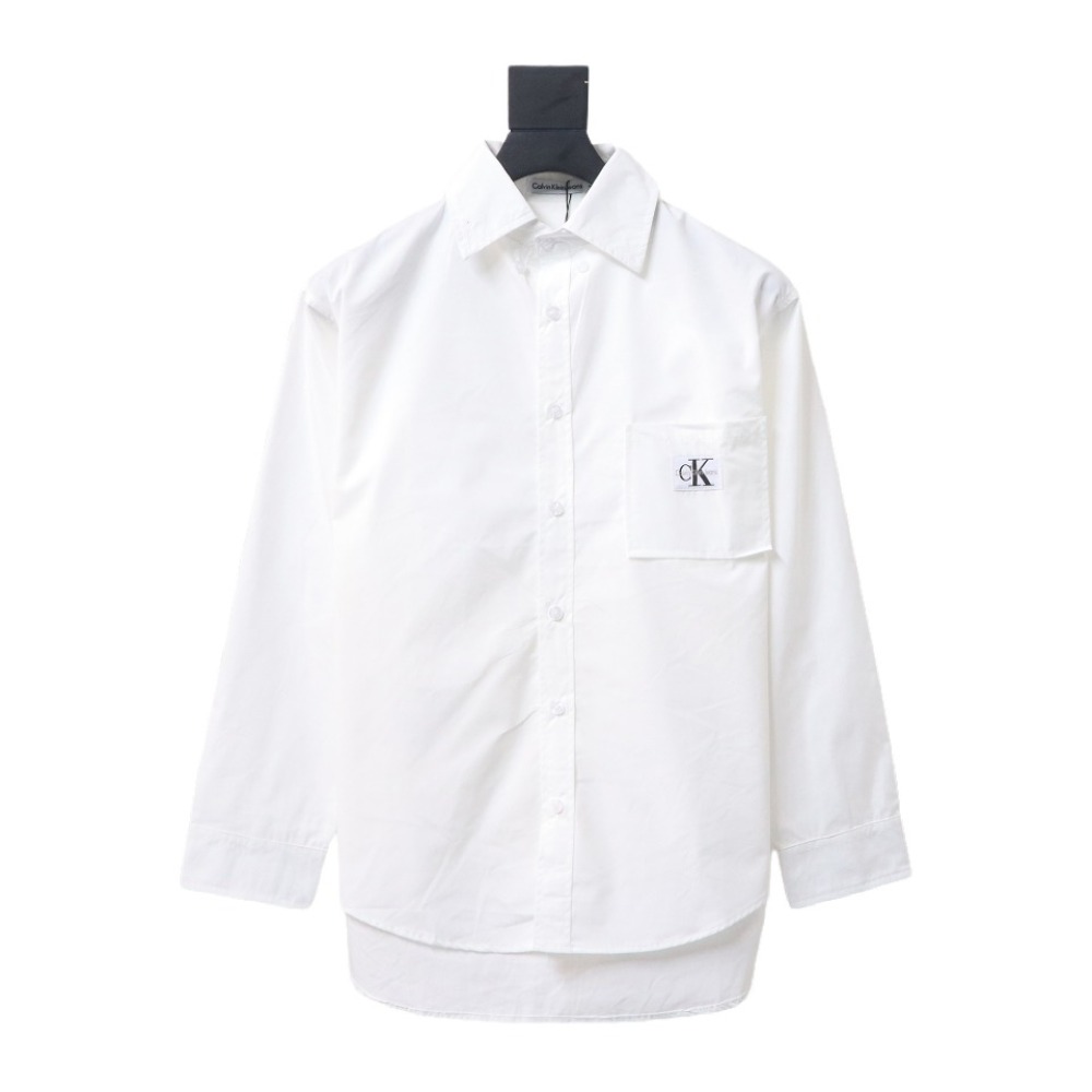 Calvin Klein Jeans ck fabric label pocket casual loose Long-Sleeve Shirt 1902
