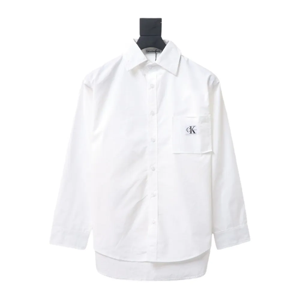 Calvin Klein Jeans ck fabric label pocket casual loose Long-Sleeve Shirt 1902