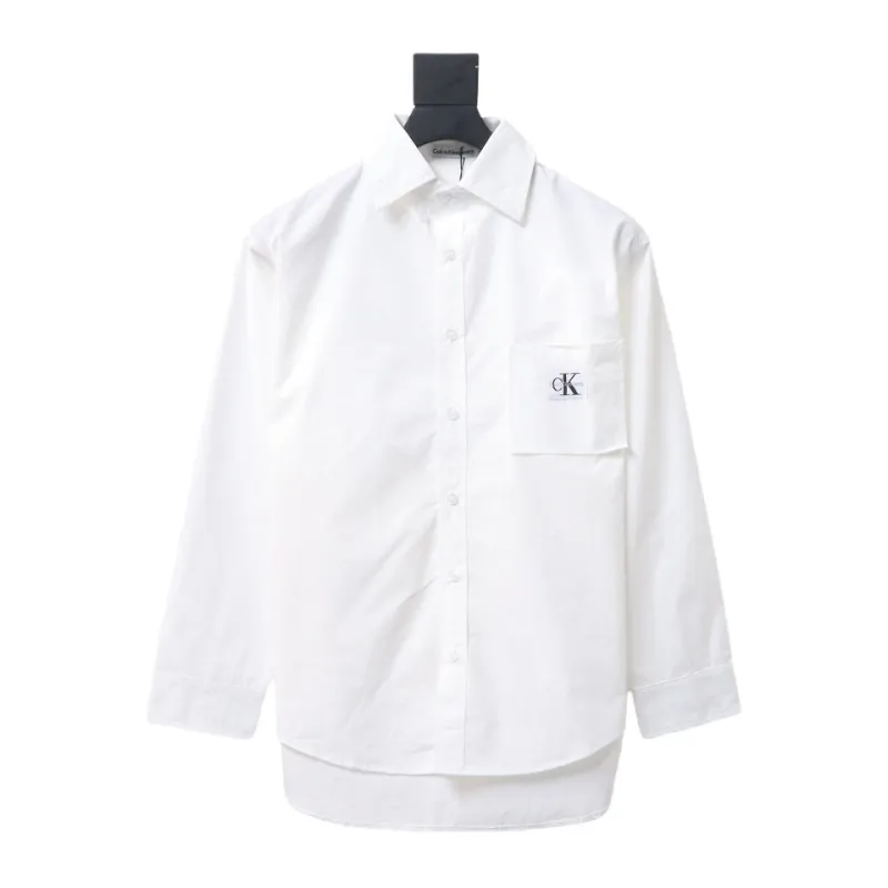  Calvin Klein Jeans ck fabric label pocket casual loose Long-Sleeve Shirt 1902