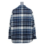 Celine 24Fw hem tassel flannel plaid Long-Sleeve Shirt