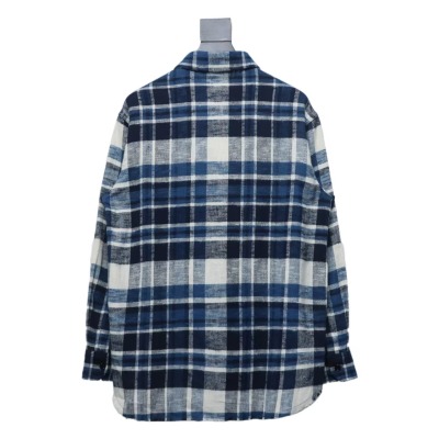  Celine 24Fw hem tassel flannel plaid Long-Sleeve Shirt 02