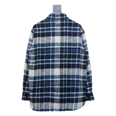 Celine 24Fw hem tassel flannel plaid Long-Sleeve Shirt 02