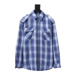 Celine 24ss blue plaid Long-Sleeve Shirt