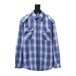  Celine 24ss blue plaid Long-Sleeve Shirt