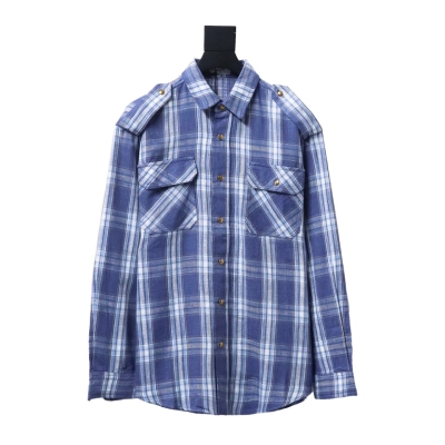 Celine 24ss blue plaid Long-Sleeve Shirt 01