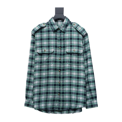 Celine 24ss green plaid Long-Sleeve Shirt 01