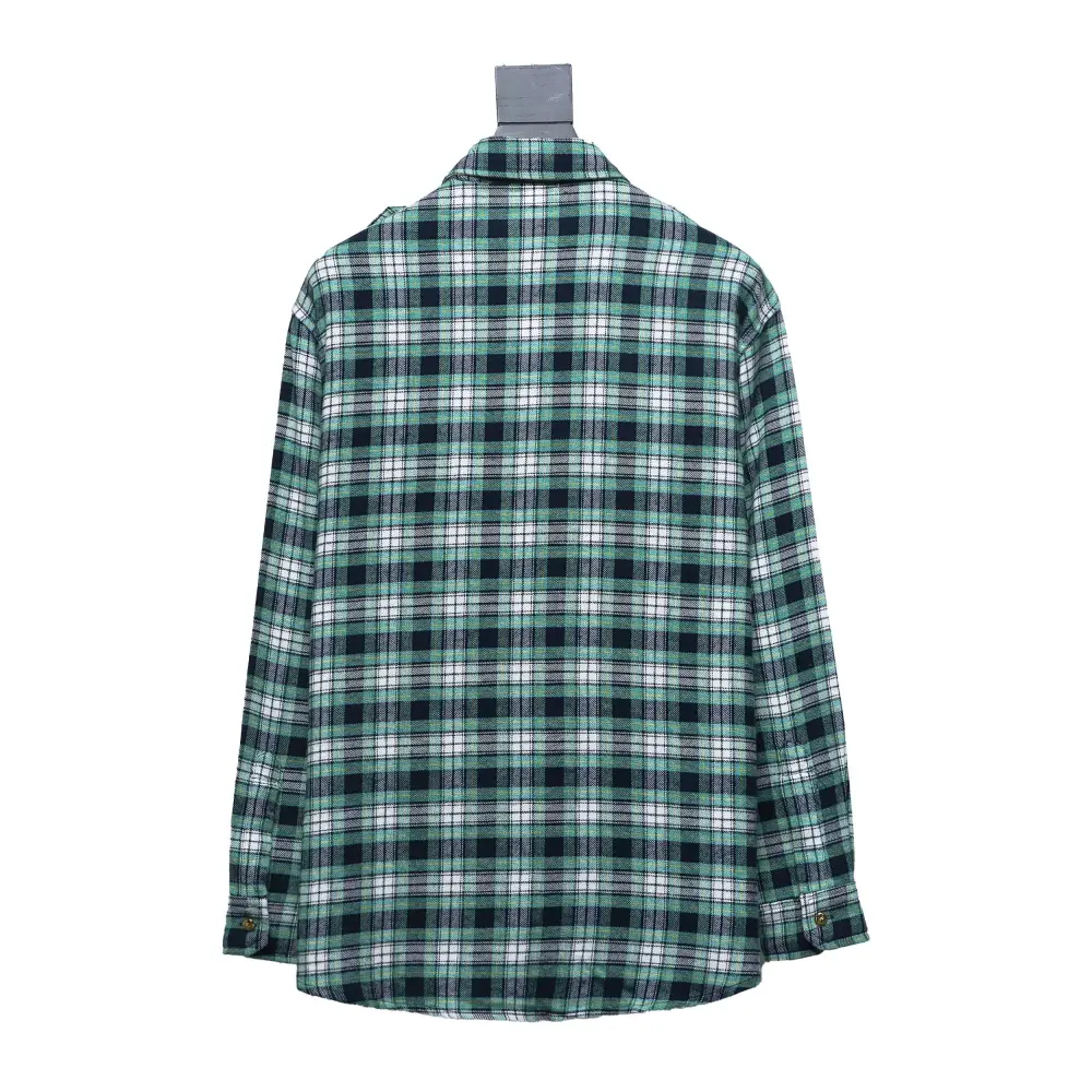  Celine 24ss green plaid Long-Sleeve Shirt