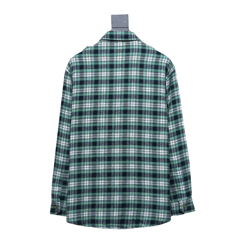  Celine 24ss green plaid Long-Sleeve Shirt