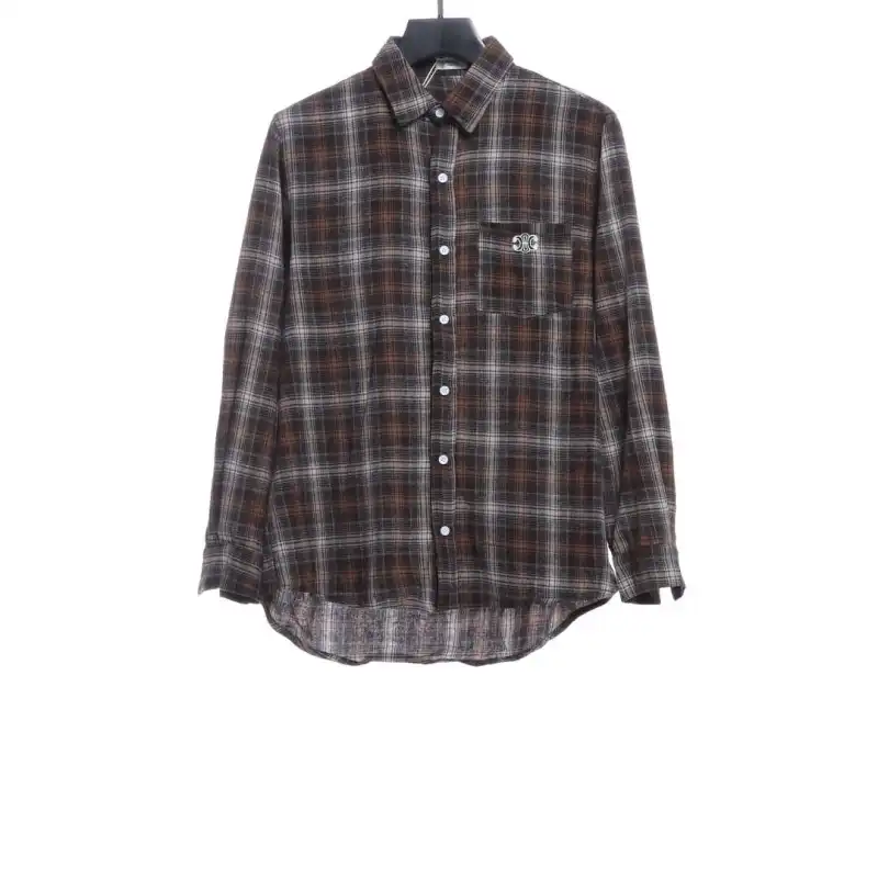  Celine Arc de Triomphe logo striped Long-Sleeve Shirt