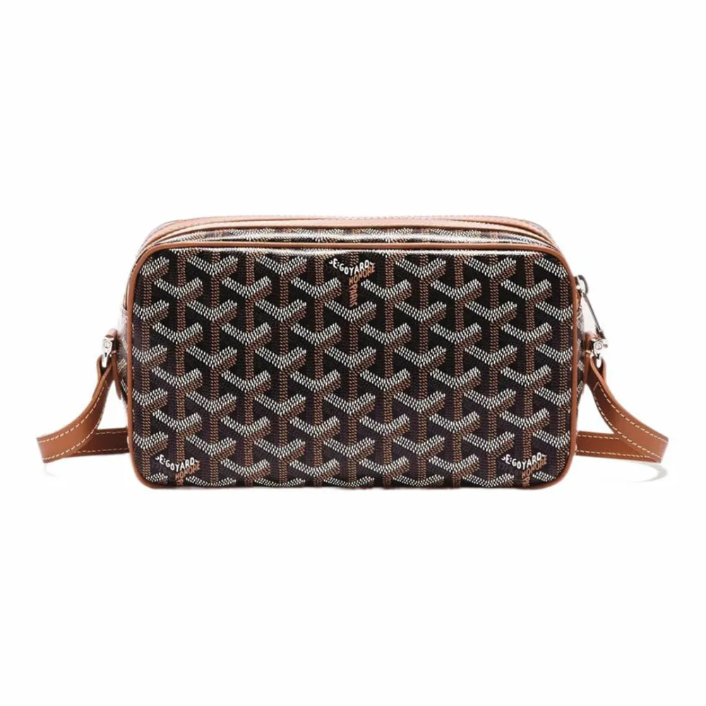 Go*ard y-shaped monogram full print camera bag brown small