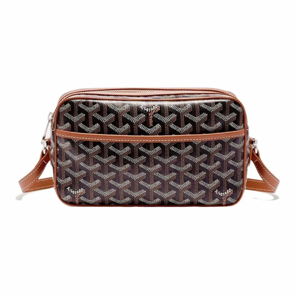 Go*ard y-shaped monogram full print camera bag brown small