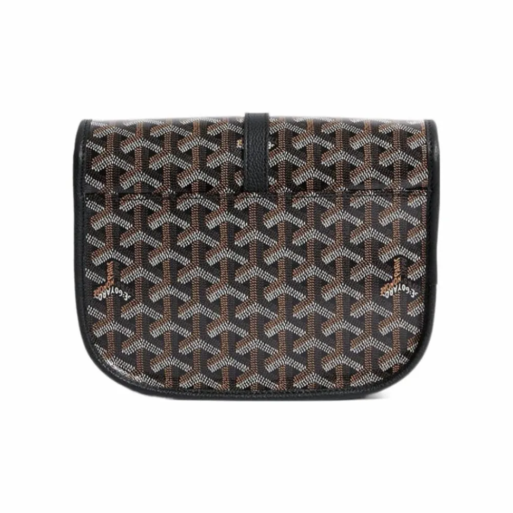 Go*ard y-shaped monogram full print flap saddle bag black small