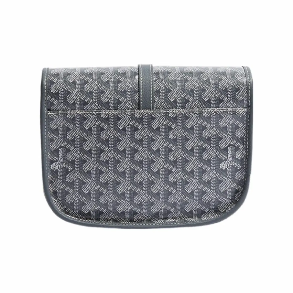 Go*ard y-shaped monogram full print flap saddle bag gray small