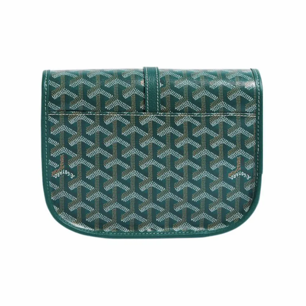Go*ard y-shaped monogram full print flap saddle bag green small