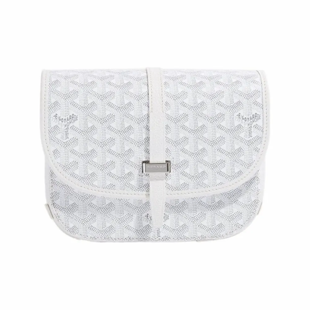 Go*ard y-shaped monogram full print flap saddle bag white small