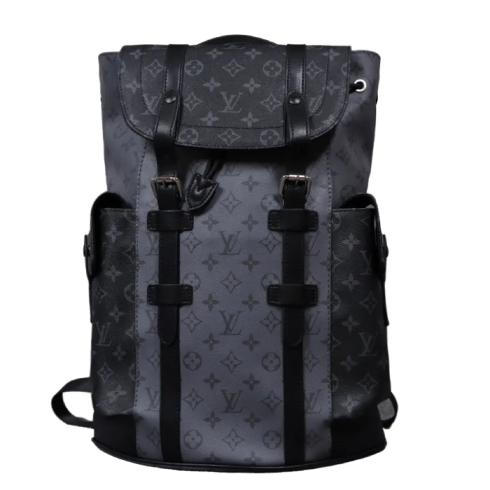 l**is V*t*n monogram large capacity color matching backpack, black and gray bag