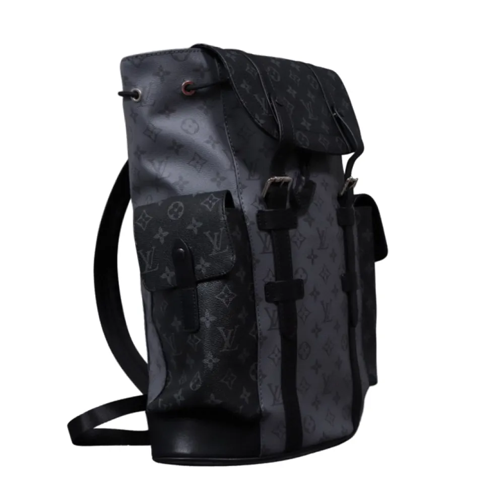 l**is V*t*n monogram large capacity color matching backpack, black and gray bag
