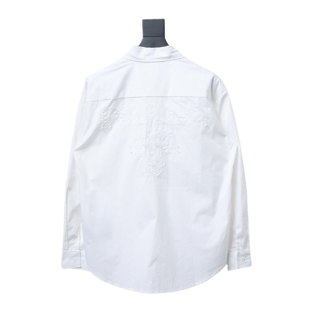  Prada 24Fw Long-Sleeve Shirt with letters on the back