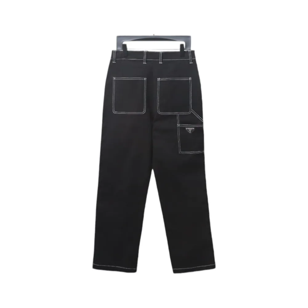  Prada 24FW triangle logo white thread denim trousers Jeans