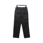  Prada 24FW triangle logo white thread denim trousers Jeans