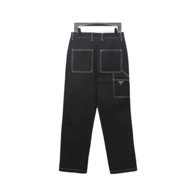  Prada 24FW triangle logo white thread denim trousers Jeans 02