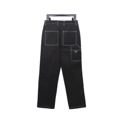 Prada 24FW triangle logo white thread denim trousers Jeans 02