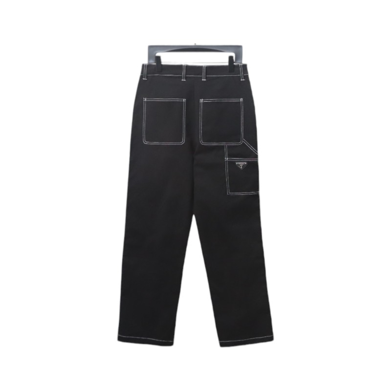  Prada 24FW triangle logo white thread denim trousers Jeans
