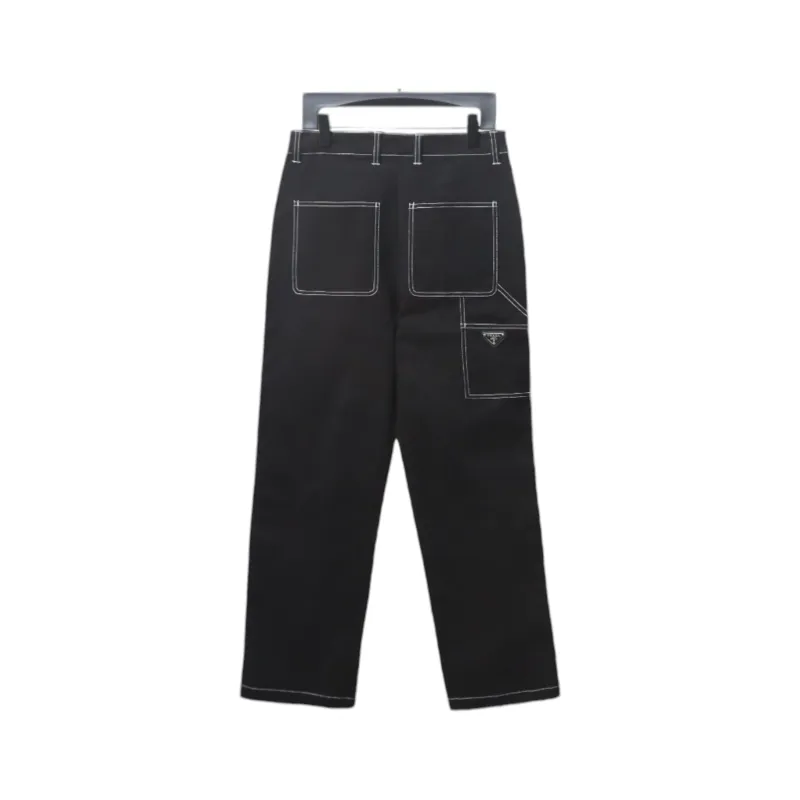  Prada 24FW triangle logo white thread denim trousers Jeans