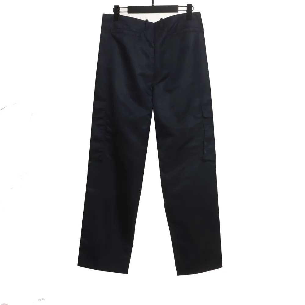 Prada nylon straight micro logo wide-leg pants