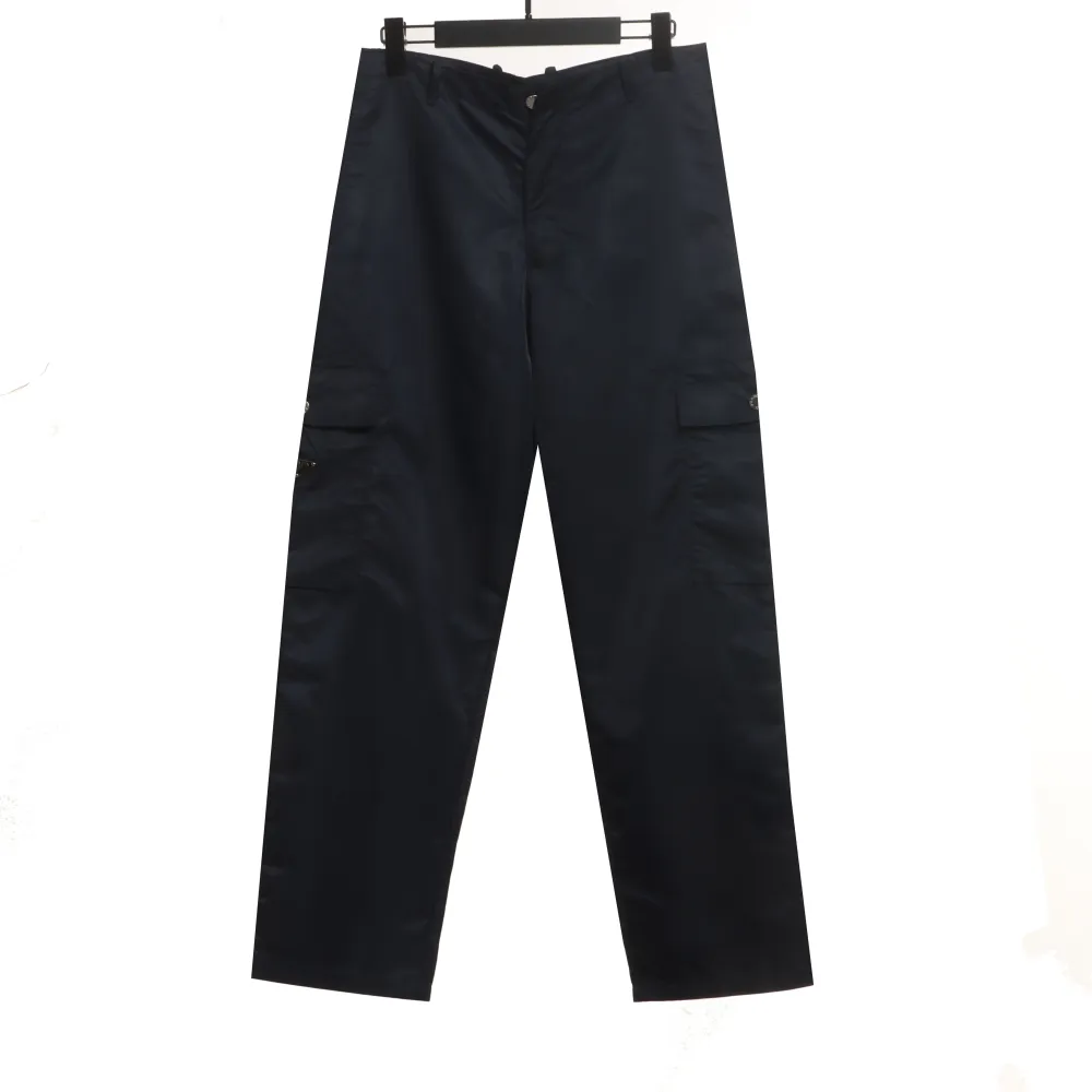 Prada nylon straight micro logo wide-leg pants