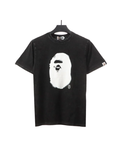 BAPE ape head letter print short sleeve black T-Shirts 01