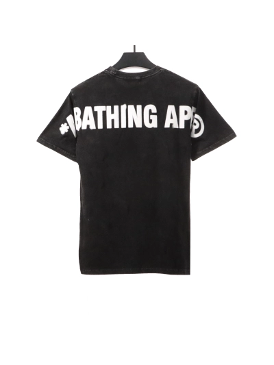 BAPE ape head letter print short sleeve black T-Shirts 02