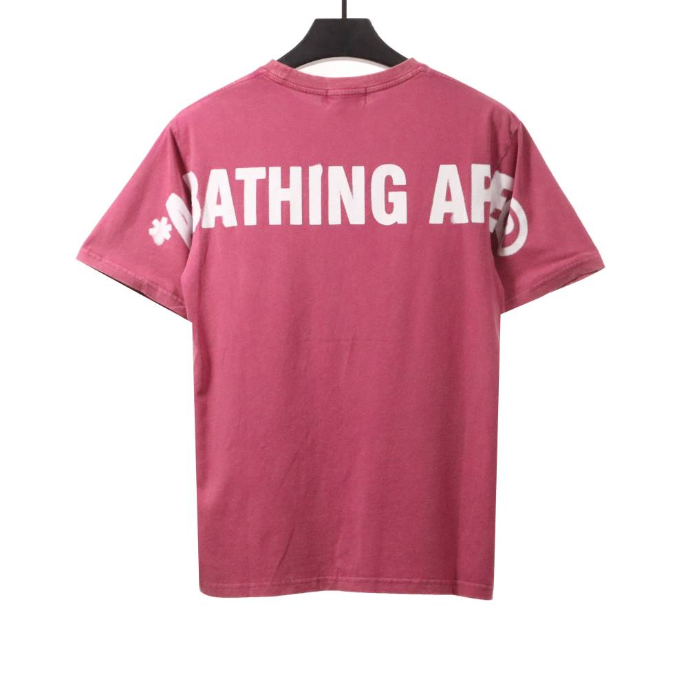 BAPE ape head letter print short sleeve purple T-Shirts