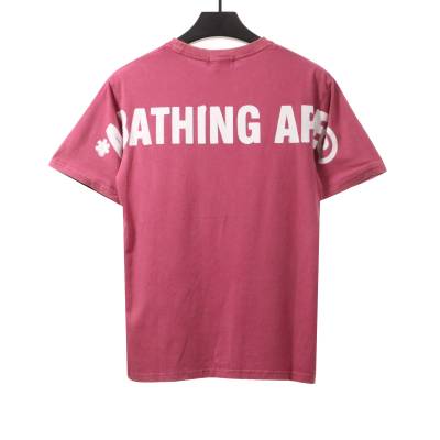 BAPE ape head letter print short sleeve purple T-Shirts 02