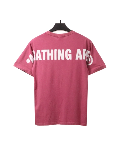 BAPE ape head letter print short sleeve purple T-Shirts 02