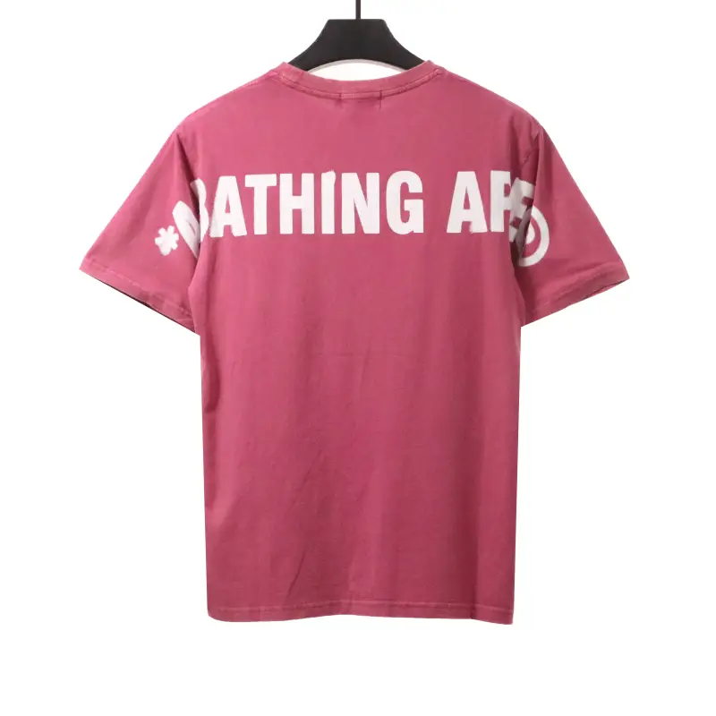 BAPE ape head letter print short sleeve purple T-Shirts
