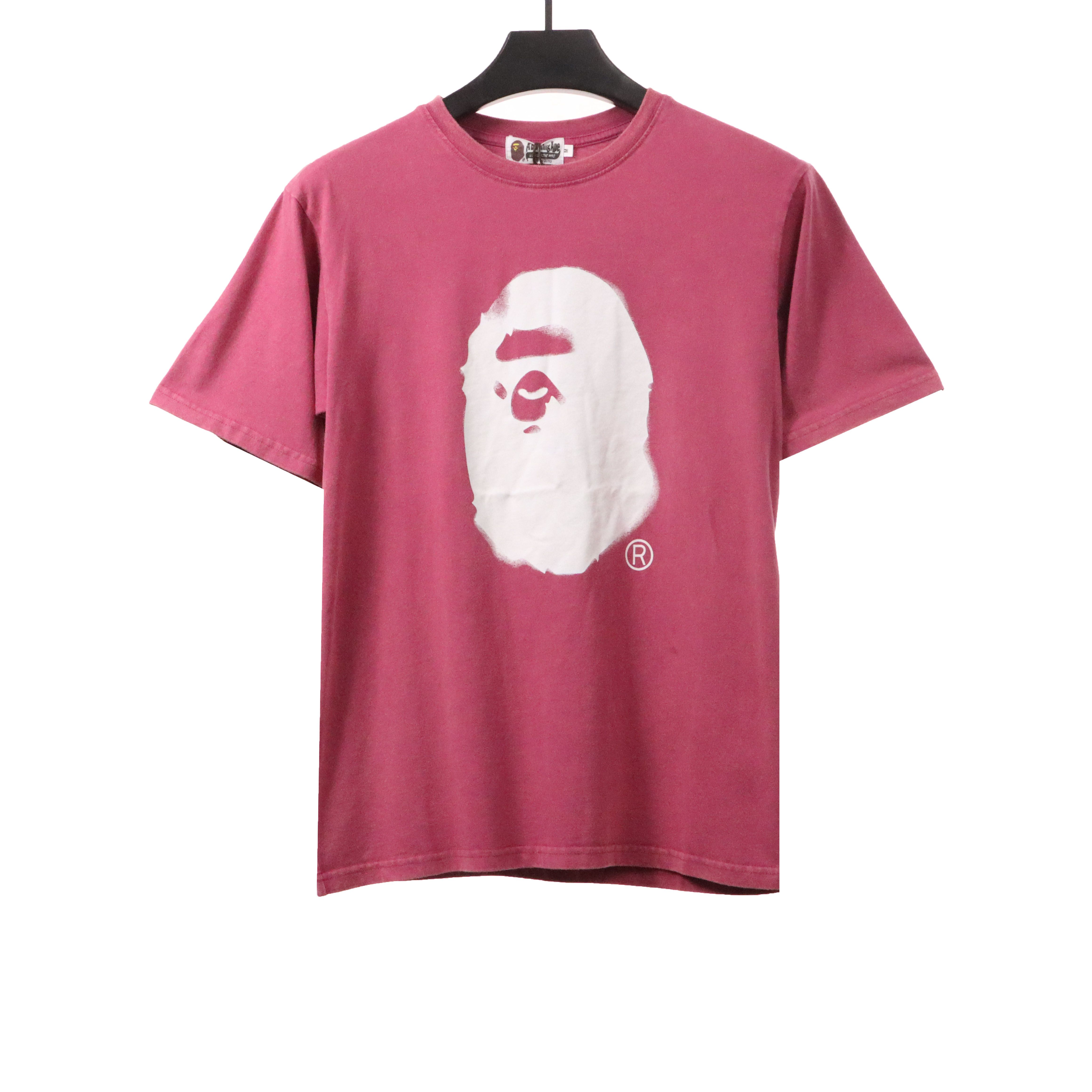 BAPE ape head letter print short sleeve purple T-Shirts
