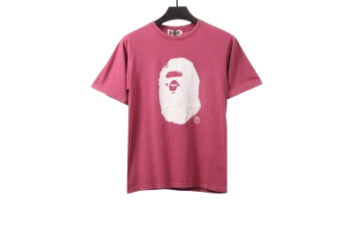 BAPE ape head letter print short sleeve purple T-Shirts 01