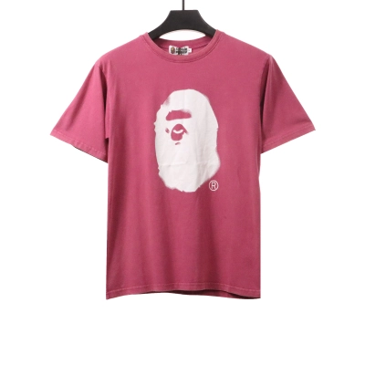 BAPE ape head letter print short sleeve purple T-Shirts 01