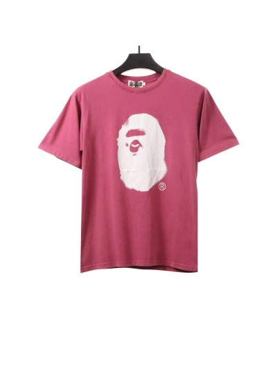 BAPE ape head letter print short sleeve purple T-Shirts 01