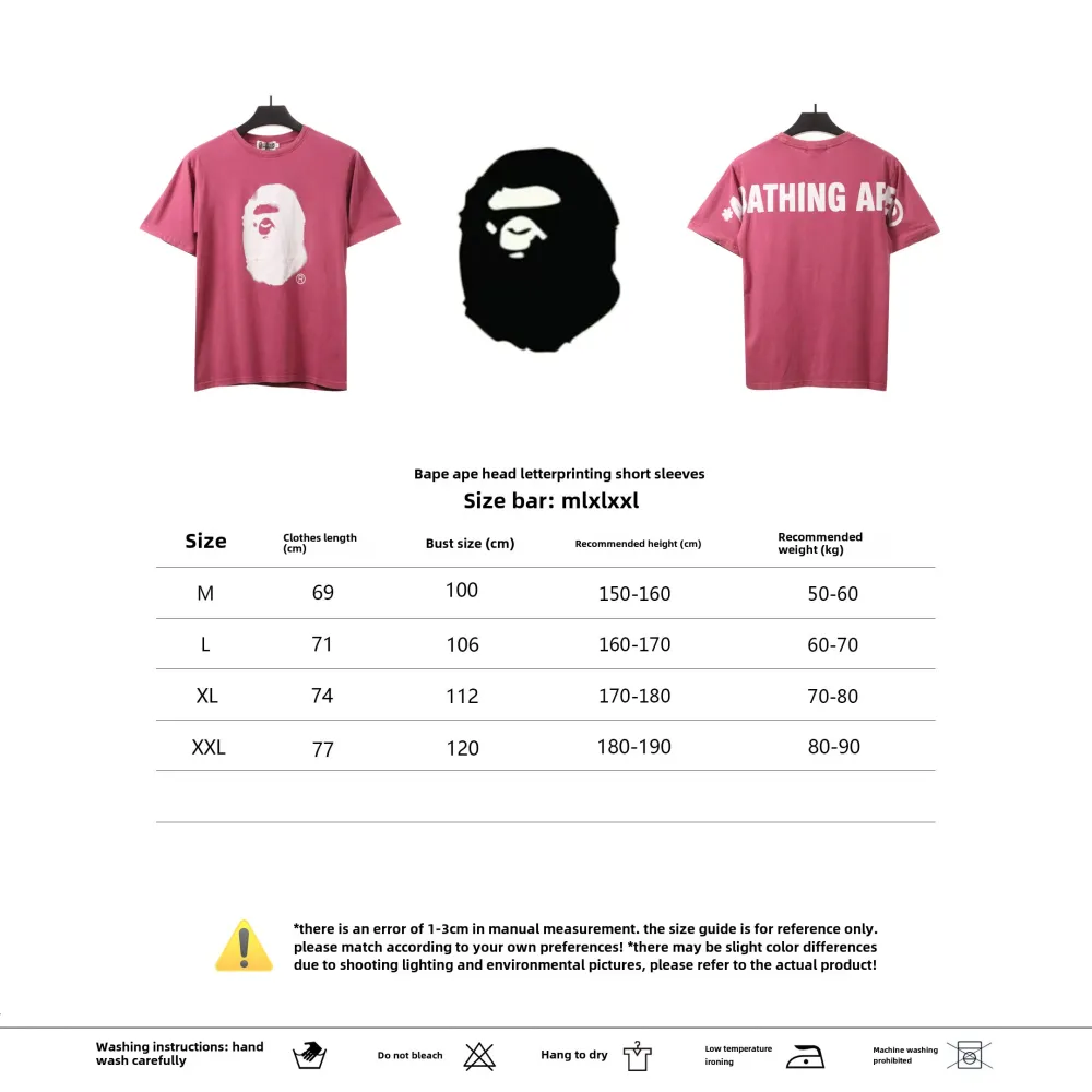 BAPE ape head letter print short sleeve purple T-Shirts