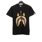 BAPE camouflage shark fish mouth zipper short sleeve black purple T-Shirts