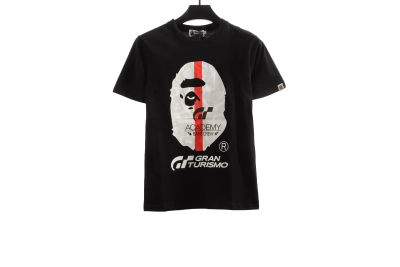 BAPE co-branded GRAN TURISMO ape head short sleeve black T-Shirts 01