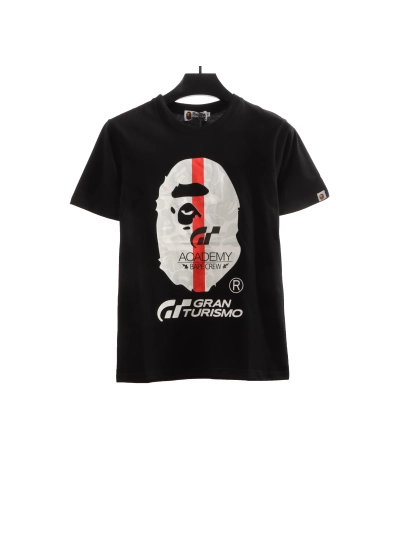 BAPE co-branded GRAN TURISMO ape head short sleeve black T-Shirts 01